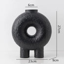 Axyaa Circle Texture Black and White Ceramic Vase - Modern Abstract Floral Home Decor