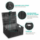 Axyaa Resin Woven Storage Basket with Lid & Handles
