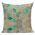Axyaa Geometric Cushion Cover: Green Pink Diamond Design for Home, Bedroom, and Car