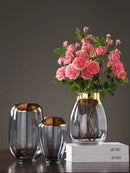 Axyaa Glass Vase: Golden Transparent Modern Home Decor Handicraft