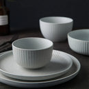 Axya Ceramic Dessert Plate Set: White Dot Design, Restaurant Quality Tableware & Rice Bowl