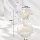 Axyaa Ceramic Shell Vase - White Gloss Abstract Irregular Hydroponic Home Decoration