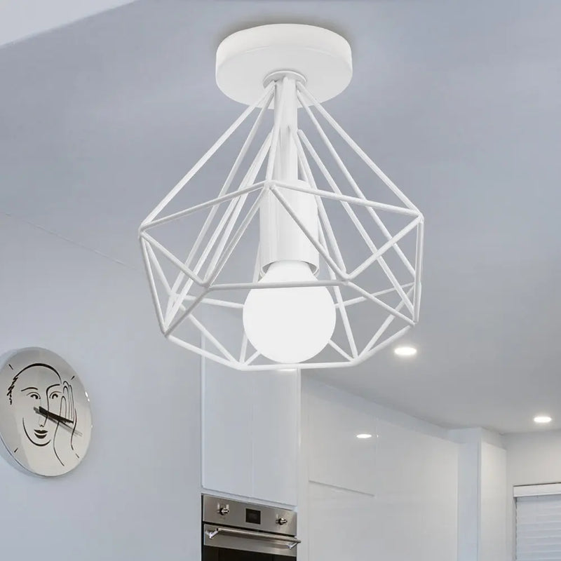 Axyaa Retro Iron Cage Ceiling Light for Nordic Kitchen Home Lighting