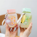 Axyaa Cute Flowers Glass Water Bottle: Creative, Leakproof, Portable, Fresh Design for Female Students