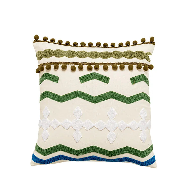 Axyaa Pink Rainbow Tufted Diamond Pillow Cover for Living Room Girls Room