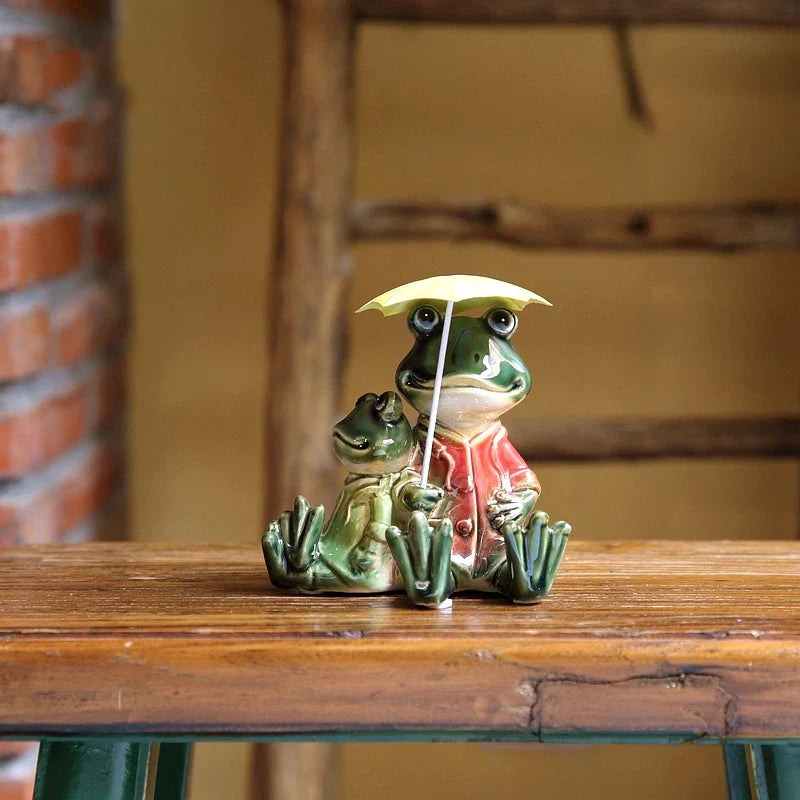 Axya Rustic Ceramic Frog for Home and Garden Decoration