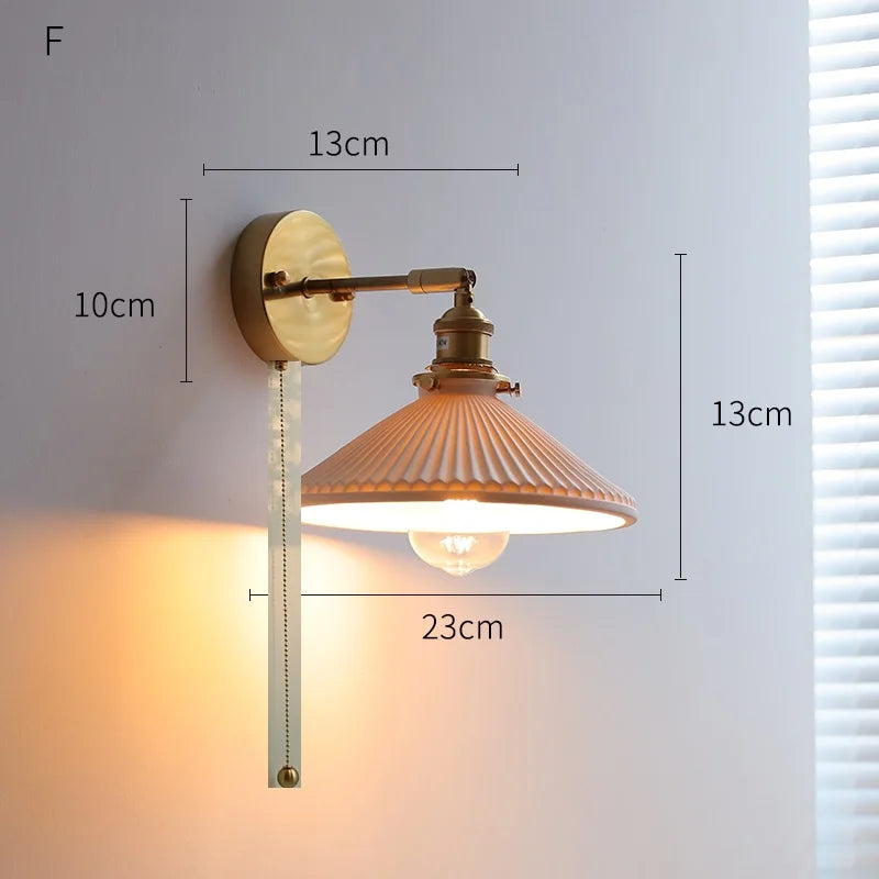 Axyaa Ceramic LED Wall Lamp with Knob Switch for Bedroom, Bathroom, and Stairway