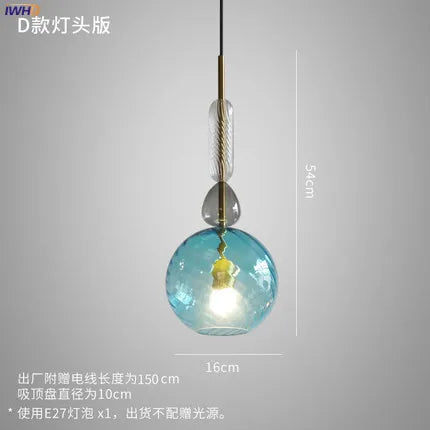 Axyaa Nordic LED Glass Pendant Lights for Bedroom Living Room Bar Cafe