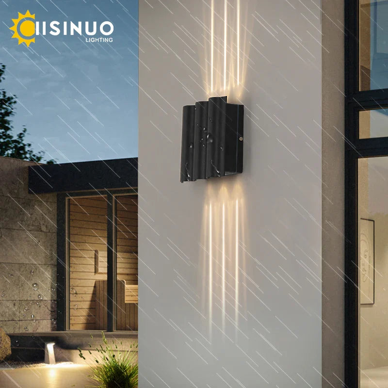 Axyaa 12W Outdoor LED Sconce Lightings in Black Aluminum, IP65 Waterproof