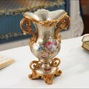 Axyaa European Resin Vase with Artificial Flower Figurines for Home & Office Decor