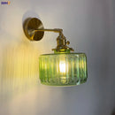 Axyaa Green Glass Copper Wall Sconce Modern Nordic Lighting