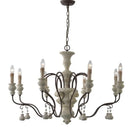 Axyaa Rustic Iron Pendant Chandelier: Vintage White Wooden Industrial Lighting Fixtures