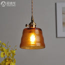 Axyaa Mini Green Glass LED Pendant Light - Japanese Style Nordic Copper Hanging Lamp