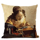 Art Oil Painting Pearl Girl Cushion Cover 45*45cm Axyaa Home Decor Art Accessories