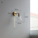 Axyaa Nordic Glass LED Wall Light with Switch, Pure Copper, Bedroom Living Room Stair Lamp