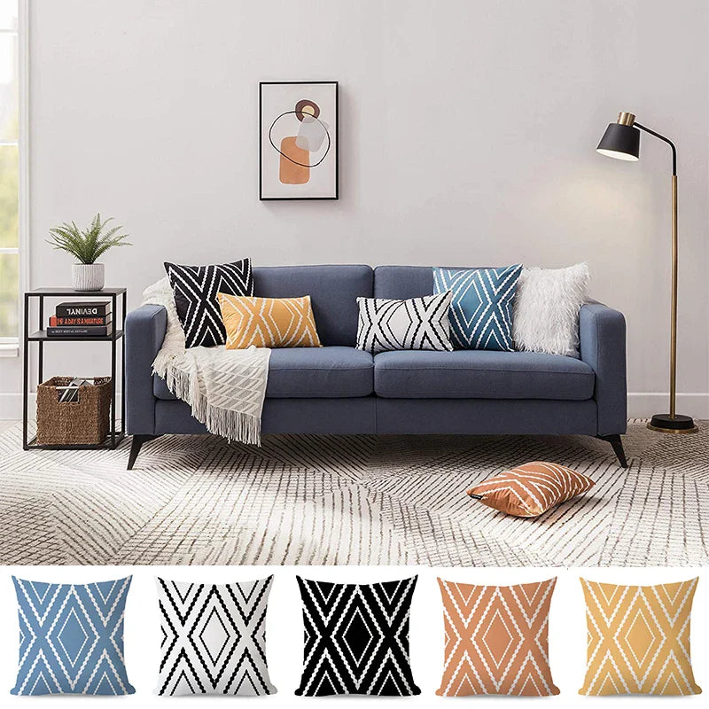 Axyaa Velvet Cushion Cover 45*45 - Boho Aztec Decorative Pillow for Home Sofa