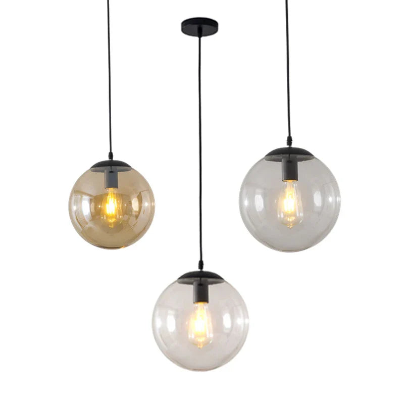 Axyaa Glass Ball Pendant Light Industrial Hanging Lamp Retro Loft Decor Fixtures
