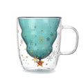 Axyaa Double Wall Glass Christmas Tree Mug: Creative Holiday Gift for Coffee, Milk, Juice