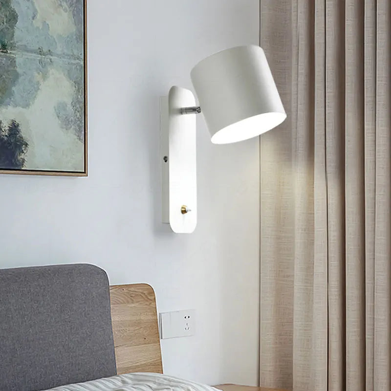 Axyaa Nordic LED Wall Light Iron Wood Lamp for Bedroom and Study
