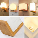 Axya Nordic Wood LED Wall Sconce Glass Lamp for Modern Loft Bedroom Decor