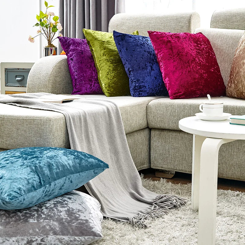 Axyaa Luxury Velvet Beige Cushion Cover for Elegant Home Decor