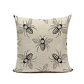 Axyaa Bee Pattern Linen Cushion Cover - Nordic Decorative Throw Pillow Case