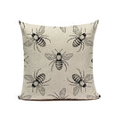 Axyaa Bee Pattern Linen Cushion Cover - Nordic Decorative Throw Pillow Case