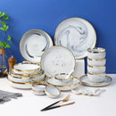 Axya Gray Marble Pattern Porcelain Dinner Tray Set