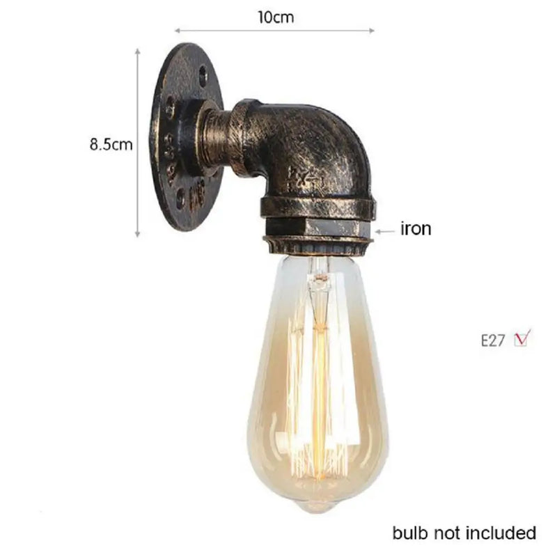 Axyaa Steampunk Loft Pipe Wall Lamp in Black Brown Bronze Silver - Pipe Wall Lighting