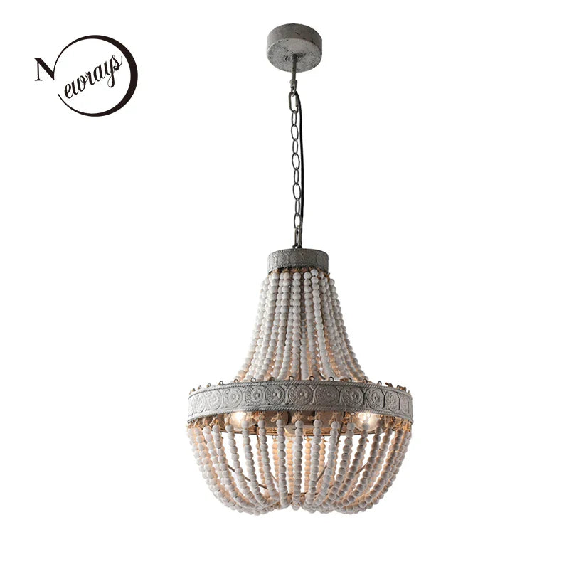 Axyaa Retro Loft Wooden Beads Pendant Lamp with LED for Home and Hospitality Settings