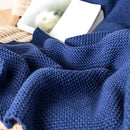 Axyaa Royal Blue Knit Throw Blanket with PomPom Tassels - 50"x62"