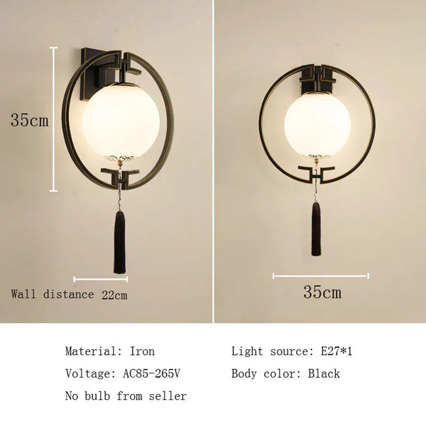 Axyaa Round Iron Glass Wall Lamp Sconce