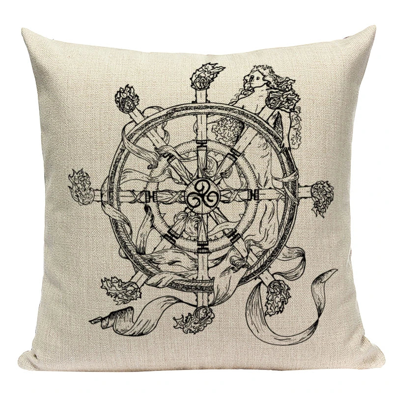 Axyaa Mexico Skull Decor Pillow Cover - Black Tarot Horror Ghost Home Decor