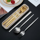 Axyaa Stainless Steel Cutlery Set with Box - Portable Dinnerware Kit