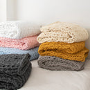 Axyaa Knit Plaid Throw Blanket 130x160cm Yellow Pink White Grey