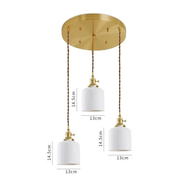 Axyaa Ceramic LED Pendant Light - Modern Copper Hanging Lamp