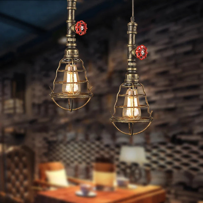 Axyaa Retro Industrial Pendant - Vintage Steampunk Water Pipe Lamp
