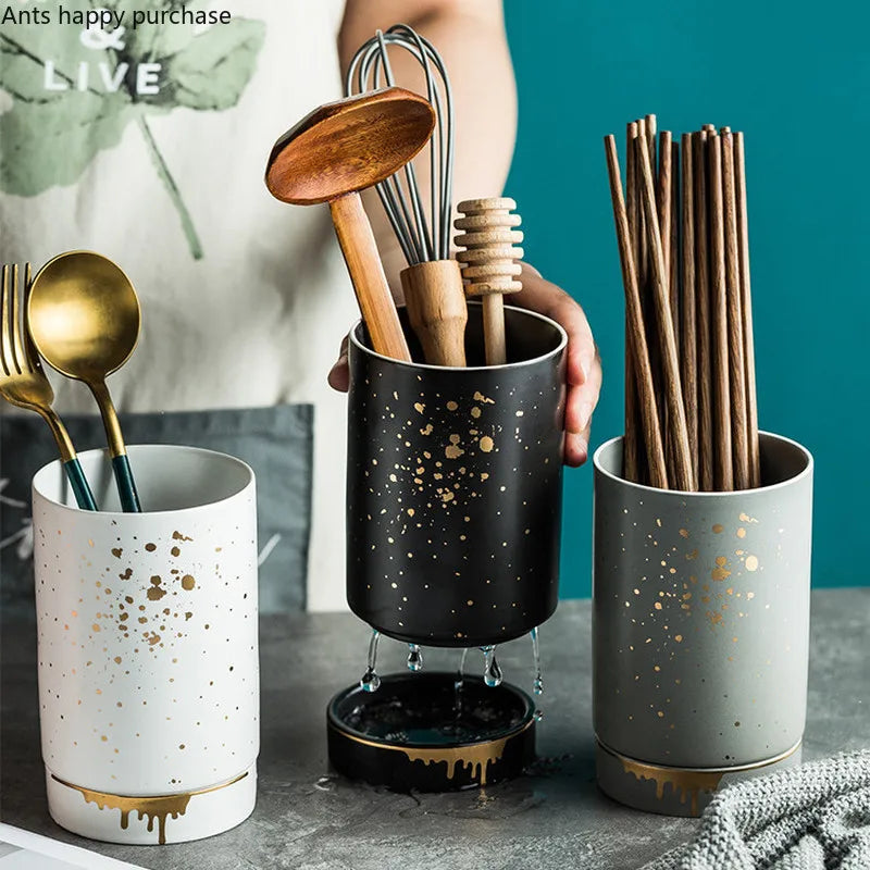 Axya Ceramic Chopstick Holder Organizer Box Storage Bottles