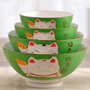 Axya Lucky Cat Ceramic Soup Salad Bowl Set