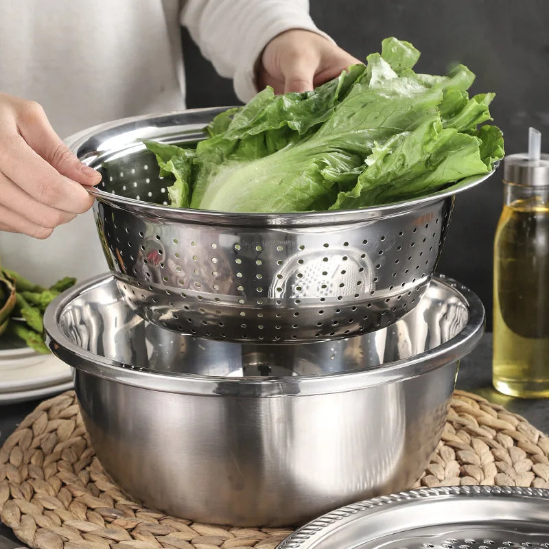 Axyaa Stainless Steel Grater Set with Garlic Press, Potato Slicer - Kitchen Vegetable Fruit Tools