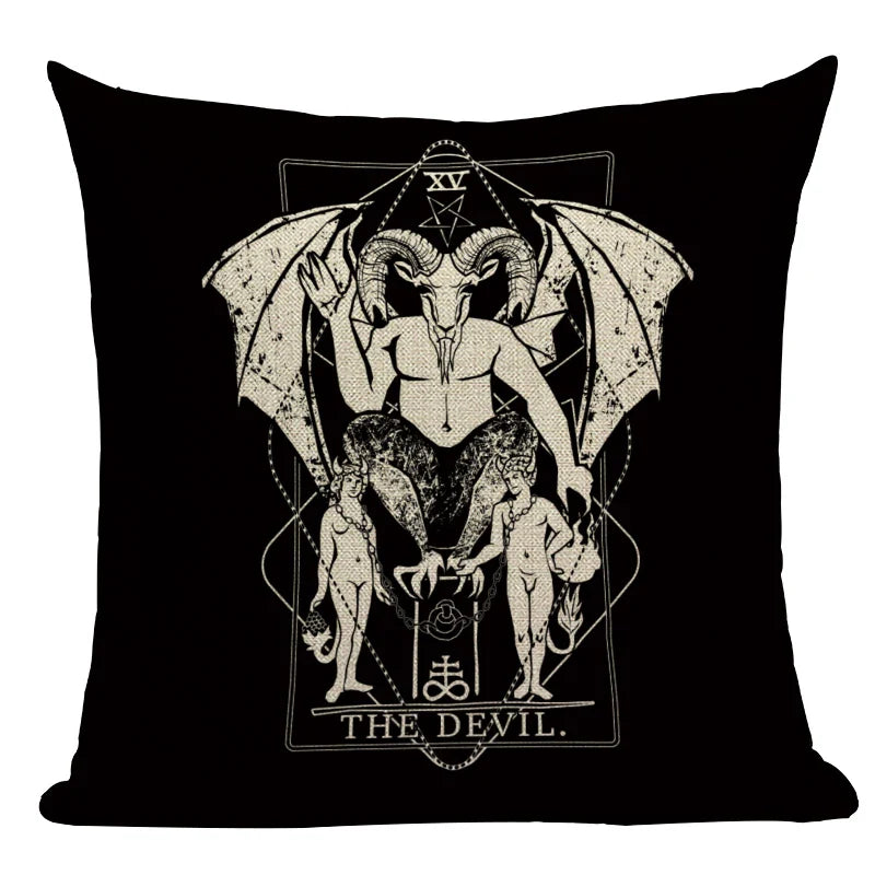 Axyaa Mexico Skull Decor Pillow Cover - Black Tarot Horror Ghost Home Decor