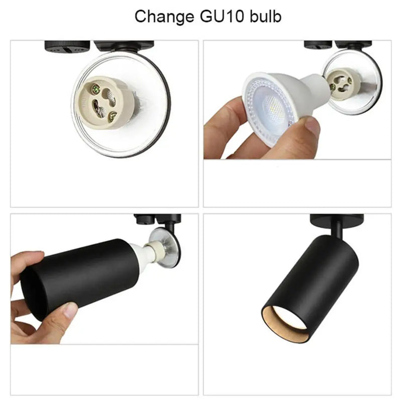 Axyaa Black White GU10 LED Track Lights for Shop Rail Clothing Store