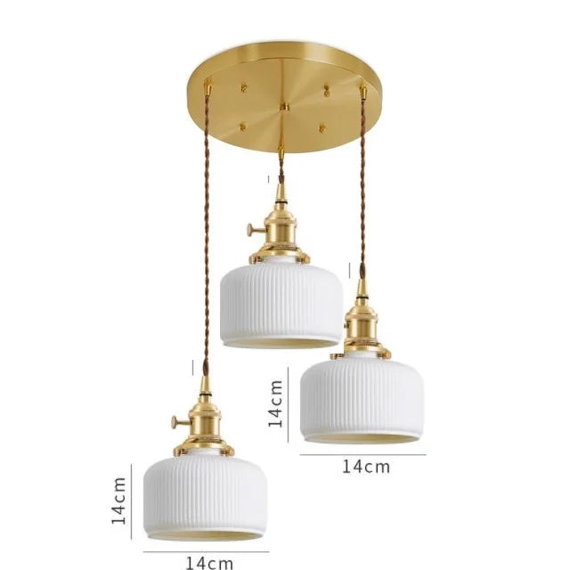 Axyaa Ceramic LED Pendant Light - Modern Copper Hanging Lamp