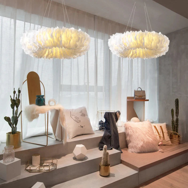 Nordic Design Feather Chandelier by Axyaa for Kids Bedroom and Restaurant