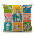 Axyaa Mediterranean Lighthouse Sail Print Pillow Cover for Home Decor