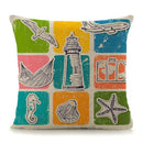 Axyaa Mediterranean Lighthouse Sail Print Pillow Cover for Home Decor