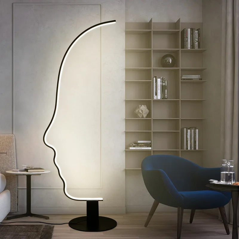 Axya Nordic Human Face LED Floor Lamp: Stylish Indoor Lighting Fixture