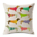 Axyaa Dachshund Dog Print Cotton Linen Pillow Covers 45X45cm