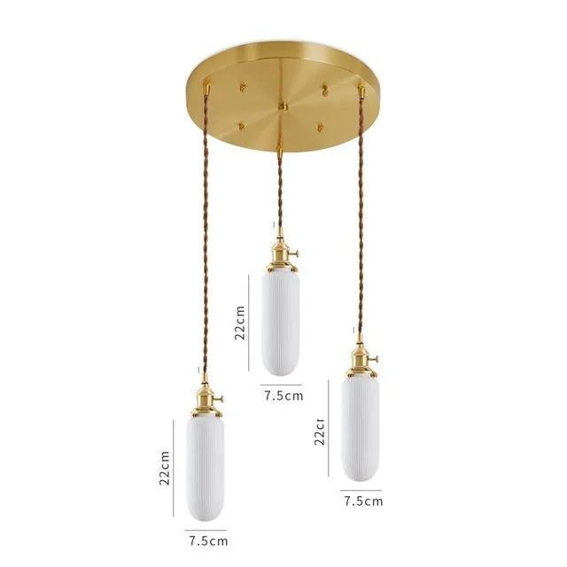 Axyaa Ceramic LED Pendant Light - Modern Copper Hanging Lamp