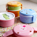 Axyaa Kids Cute Animal Mini Bento Box, Double-layer Round 540ml Fruit Snack Lunch Box